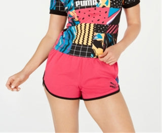 Puma Women's Clash Printed Cropped T-Shirt Black Size X-Large