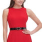 Tommy Hilfiger Women's Belted Jersey Pleated Dress Red Size 6 Petite