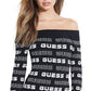 Guess Women's Ninetta Logo Off the Shoulder Dress Gray Size Medium