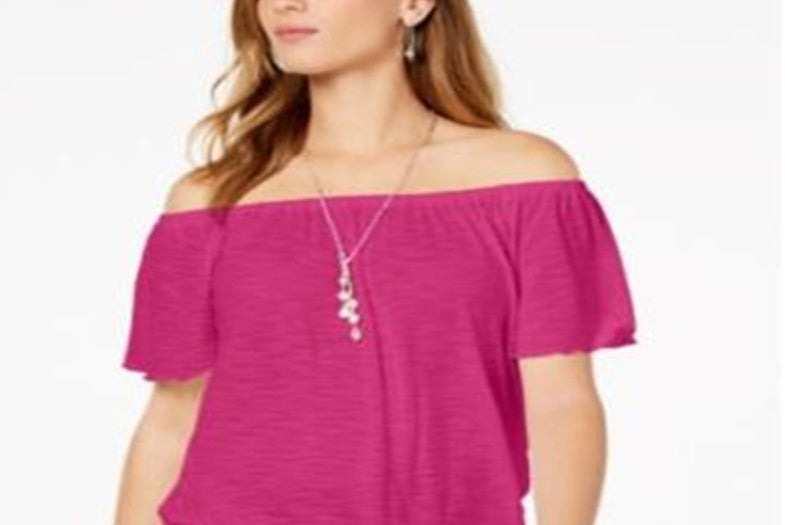 Style & Co Women's Convertible Off the Shoulder Top Pink Size Medium