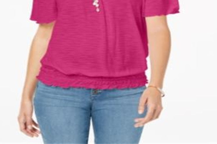 Style & Co Women's Convertible Off the Shoulder Top Pink Size Medium