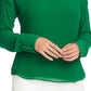Vince Camuto Women's Long Sleeve Smocked Sleeve Shoulder V Neck Chiffon Blouse Green Size Small