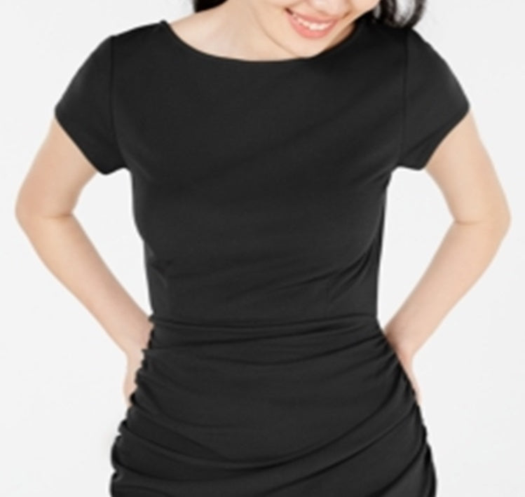 Planet Gold Women's Ruched Bodycon Dress Black Size XX-Small
