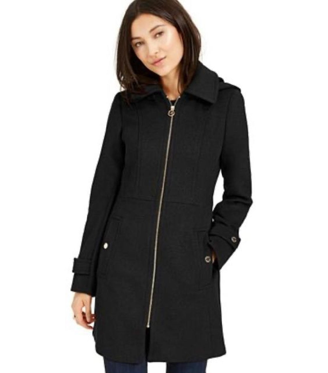 Michael Kors Women's Plus Hooded Walker Coat Black Size 2X