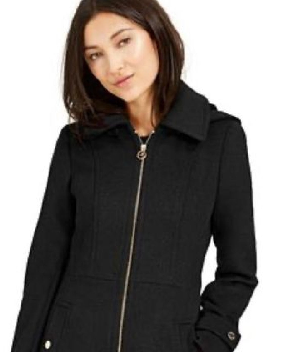 Michael Kors Women's Plus Hooded Walker Coat Black Size 2X
