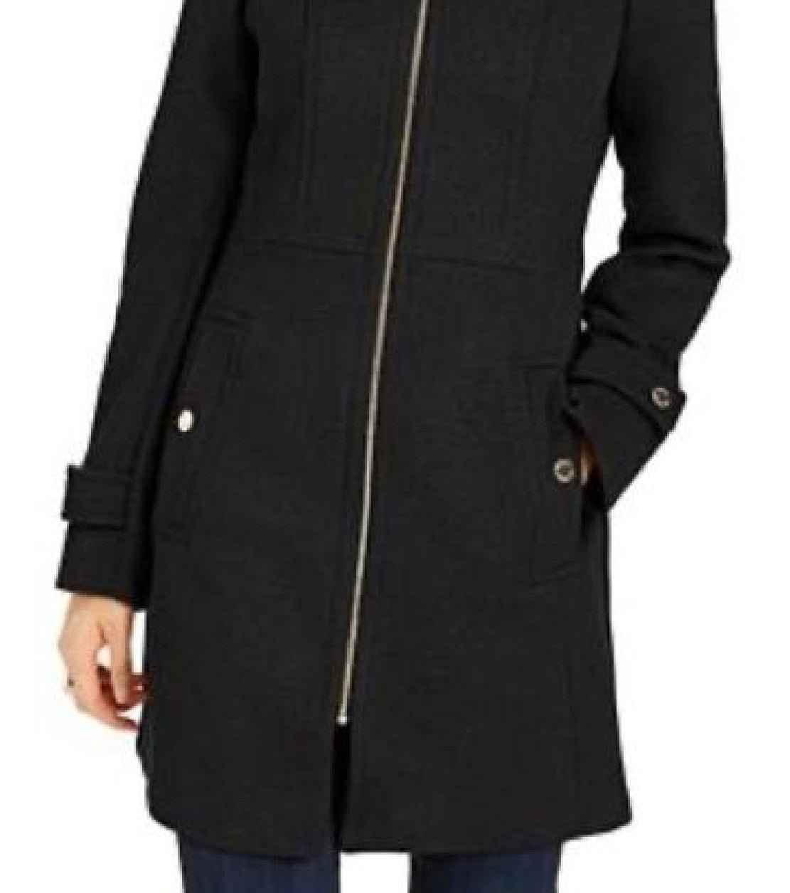 Michael Kors Women's Plus Hooded Walker Coat Black Size 2X