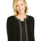 Charter Club Women's Lurex Trim Cashmere Cardigan Black Size Large