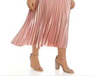 Anne Klein Women's Pleated MIDI Skirt Pink Size Medium