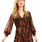 Bar III Women's Animal Print Ruffle Wrap Dress Orange Size X-Small