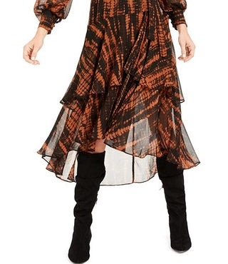 Bar III Women's Animal Print Ruffle Wrap Dress Orange Size X-Small