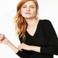 Charter Club Women's Cashmere Long Sleeve V Neck Sweater Black Size Petite Medium