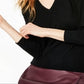 Charter Club Women's Cashmere Long Sleeve V Neck Sweater Black Size Petite Medium