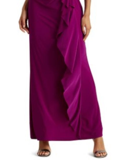 Ralph Lauren Women's Ruffle Flutter Sleeve Surplice Gown Purple Size 6