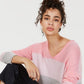 Charter Club Women's Cashmere Striped Rolled Sweater Pink Size Medium