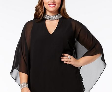XSCAPE Women's Chiffon Cocktail Dress Black Size 22W