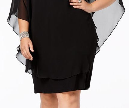 XSCAPE Women's Chiffon Cocktail Dress Black Size 22W