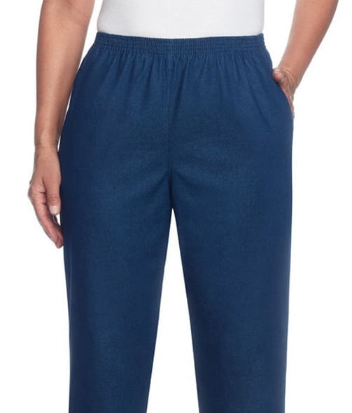 Alfred Dunner Women's Classics Pull on Denim Pants Blue Size 6P