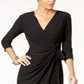 INC International Concepts Women's Solid Wrap Dress  Black Size Petite XL