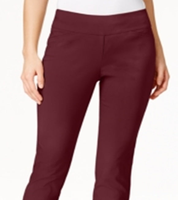 Charter Club Women's Cambridge Tummy Control Slim Leg Pants Red Size 10 Petite