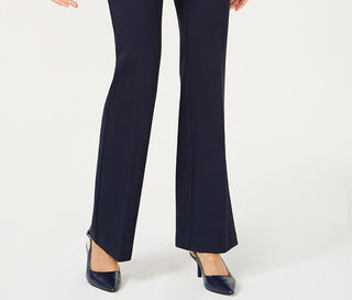 Alfani Women's Faux Leather Trim Wide Leg Trousers Blue Size 16X3