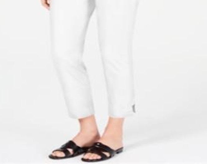 JM Collection Women's Tummy Control Ankle Pants White Size Petite S