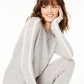Charter Club Women's Contrast Striped Crewneck Cashmere Sweater Gray Size Large