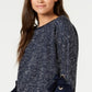 Charter Club Women's 3/4 Sleeve Bow Trim Top Blue Size Medium