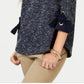 Charter Club Women's 3/4 Sleeve Bow Trim Top Blue Size Medium