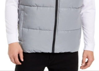 Calvin Klein Men's Reflective Hooded Puffer Vest Grey Size Medium
