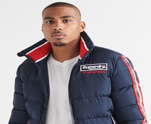 Superdry Men's Icon Sports Puffer Jacket Blue Size X-Large