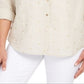 Charter Club Women's Linen Foiled Dot Shirt Brown Size -Petite L