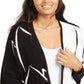 Alfani Women's Two Tone Open Front Poncho Cardigan Black Size XX-Large