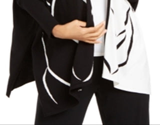 Alfani Women's Two Tone Open Front Poncho Cardigan Black Size XX-Large