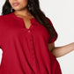 INC International Concepts Women's Plus Twist Front Top Red Size 1X