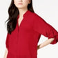 Alfani Women's Super Button Front Tunic Red Size Large