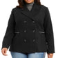 Maralyn & Me Junior's Plus Double Breasted Peacoat Black Size 1X