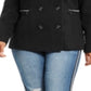 Maralyn & Me Junior's Plus Double Breasted Peacoat Black Size 1X