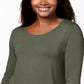JM Collection Women's  Scoop-Neck Top in Regular and Petite  Green Size S
