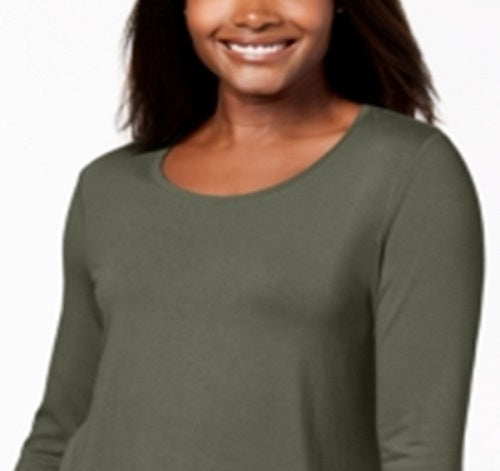 JM Collection Women's  Scoop-Neck Top in Regular and Petite  Green Size S