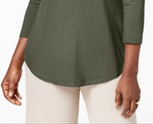 JM Collection Women's  Scoop-Neck Top in Regular and Petite  Green Size S