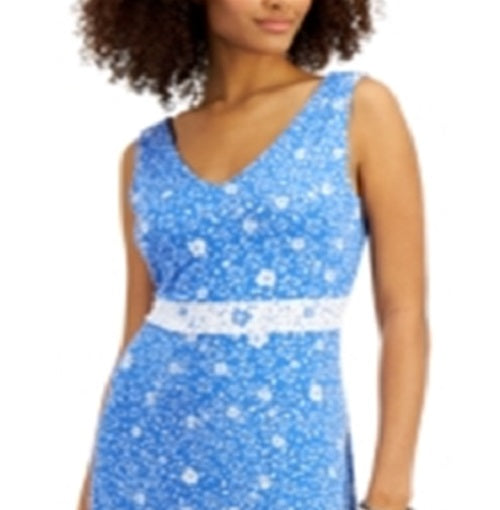 Charter Club Women's Floral Sleeveless Dress Blue Size XX-Large