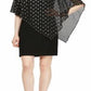 SL Fashions Women's Printed Short Sleeve Jewel Neck Above the Knee Shift Cocktail Dress Black Size 16