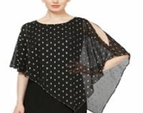 SL Fashions Women's Printed Short Sleeve Jewel Neck Above the Knee Shift Cocktail Dress Black Size 16