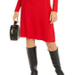 INC Iternational Concepts Women's Zip Detail Fit & Flare Sweater Dress Red Size XX-Large