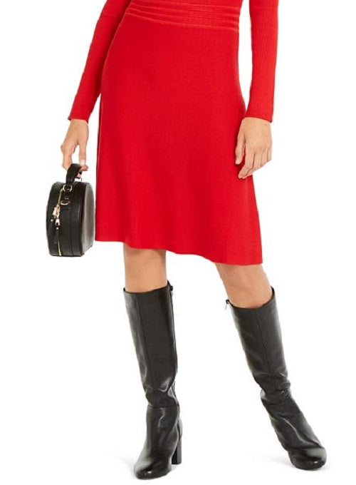 INC Iternational Concepts Women's Zip Detail Fit & Flare Sweater Dress Red Size XX-Large