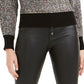 Bar III Women's Heather Long Sleeve Crew Neck Sweater Black Size Medium