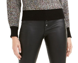 Bar III Women's Heather Long Sleeve Crew Neck Sweater Black Size Medium