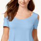 JM Collection Women's Cold Shoulder Swing T-Shirt Blue Size Medium