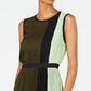 Alfani Women's Colorblocked Pleated MIDI Dress Green Size 6 Petite