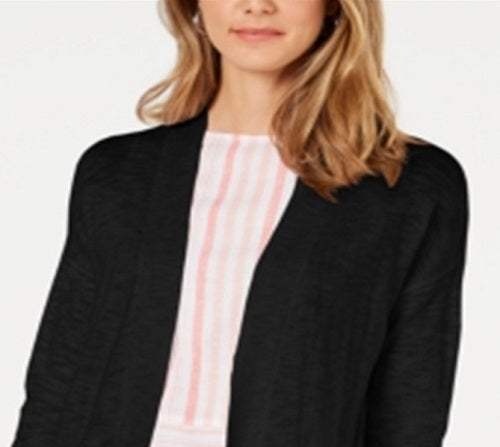 Charter Club Women's Cotton Long Cardigan Black Size Large